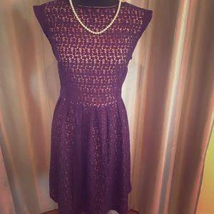 Connected Apparel purple lace midi dress